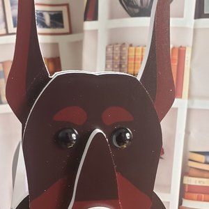 3D Doberman Red & Brown Theme Planter Stand Flowerpot Porch Decor